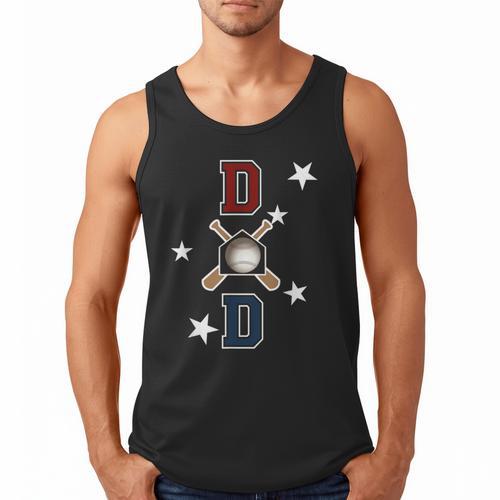 Patriotic Baseball Dad Father's Day Red Blue Star Men Tank Top - Sportilla