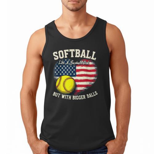 Patriotic US Flag Softball Dad Like A Baseball Dad Men Tank Top - Sportilla