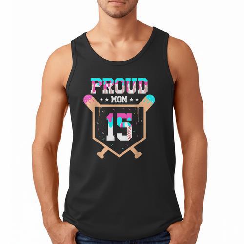 Proud Mom Baseball Player Number 15 Ice Cream Drip Men Tank Top - Sportilla
