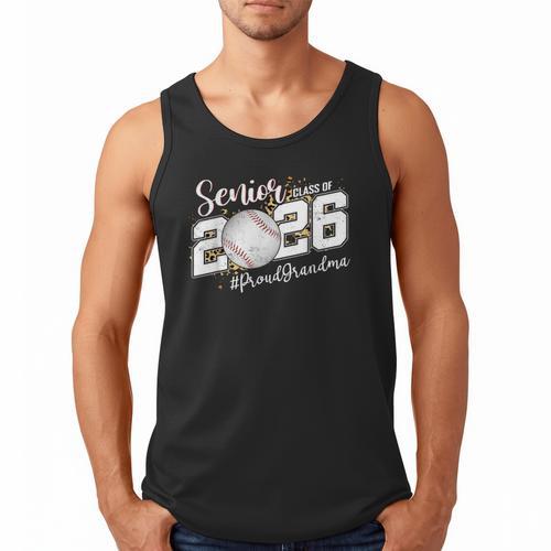 Proud Senior Grandma Class Of 2026 Baseball Graduate Leopard Men Tank Top - Sportilla