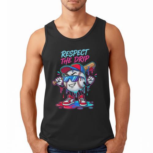 Respect The Drip Baseball Bat Sunglasses Mascot Men Tank Top - Sportilla