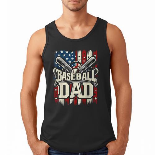 Retro American Flag Baseball Dad Father's Day Men Tank Top - Sportilla