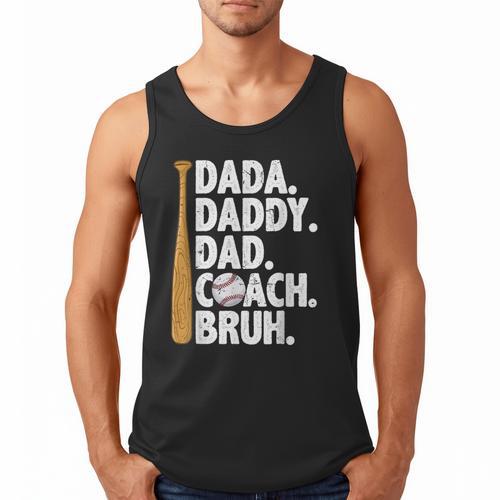 Retro Dada Daddy Dad Coach Bruh Baseball Dad Fathers Day Men Men Tank Top - Sportilla