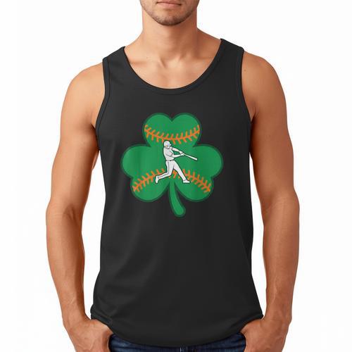 Retro Shamrock Baseball St Patricks Day Men Women Boys Girls Men Tank Top - Sportilla