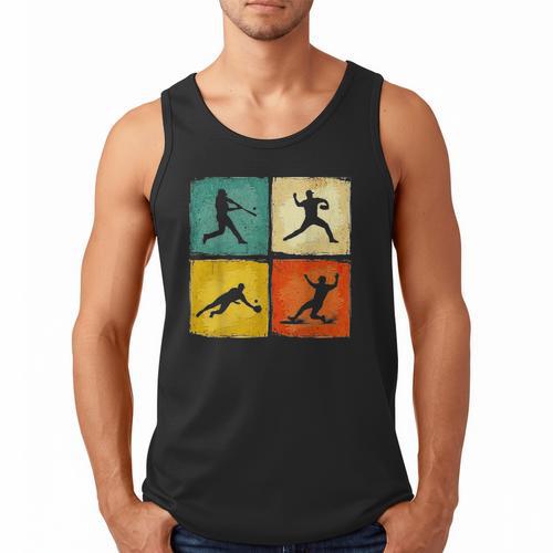 Retro Style Baseball Lover Playing Men Women Kids Baseball Men Tank Top - Sportilla