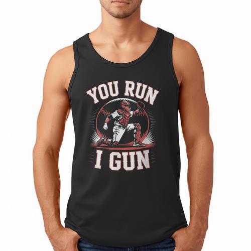 You Run I Gun Baseball Catcher Softball Player Men Tank Top - Sportilla