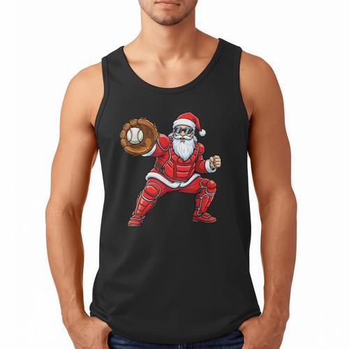 Santa Playing Baseball Baseball Lover Baseballer Xmas Men Tank Top - Sportilla