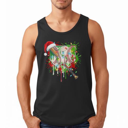 Santa Sports Ice Baseball Christmas Xmas Pajama Kid Men Boys Men Tank Top - Sportilla