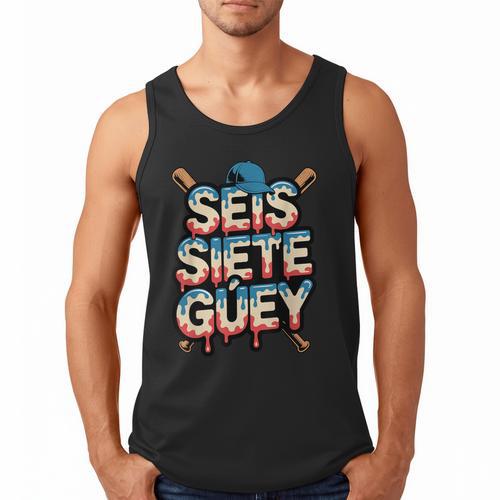 SEIS Siete Guey Baseball Drip Mexico Spanish 67 Slang Boys Men Tank Top - Sportilla
