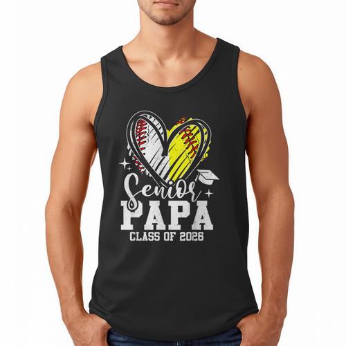 Senior Papa Class Of 2026 Baseball Softball Graduation Heart Men Tank Top - Sportilla