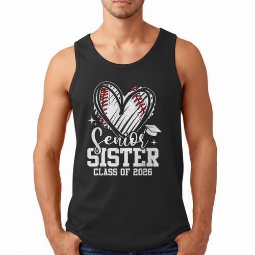 Senior Sister Class Of 2026 Baseball Graduation Heart Men Tank Top - Sportilla