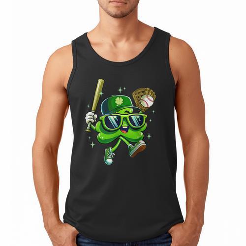Shamrock Lucky Clover Baseball Patricks Day Family Matching Men Tank Top - Sportilla