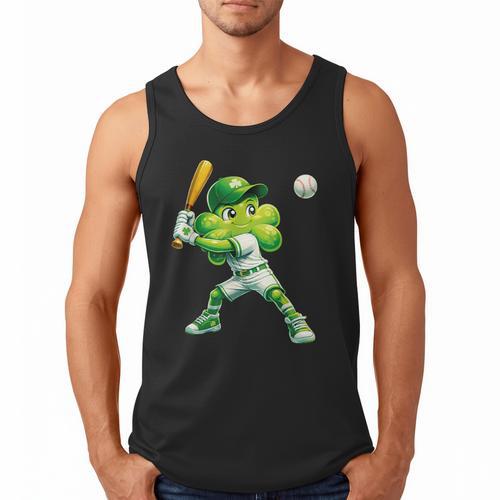 Shamrock Playing Baseball St Patricks Day Men Boys Kid Men Tank Top - Sportilla