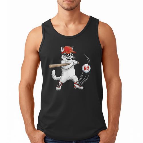 Six Seven 67 Baseball Cat Birthday Men Kids Boys Men Tank Top - Sportilla