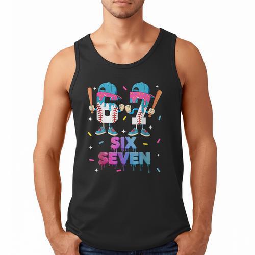 Six Seven Baseball Ice Cream Drip 6 7 Meme Gen Alpha Slang Men Tank Top - Sportilla