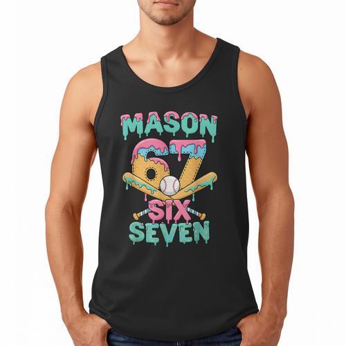 Six Seven Meme Mason Ice Cream Drip Baseball Number 67 Men Tank Top - Sportilla