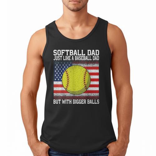 Softball Dad Like a Baseball Dad Father's Day USA Flag Men Tank Top - Sportilla