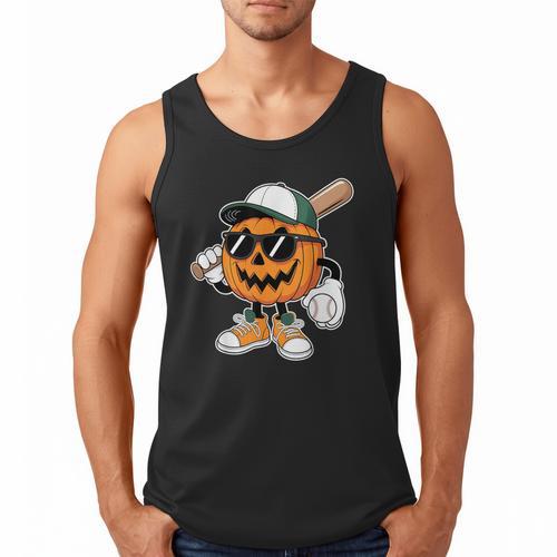 Spooky Jack O Lantern Baseball Halloween Costumes Boys Men Tank Top - Sportilla