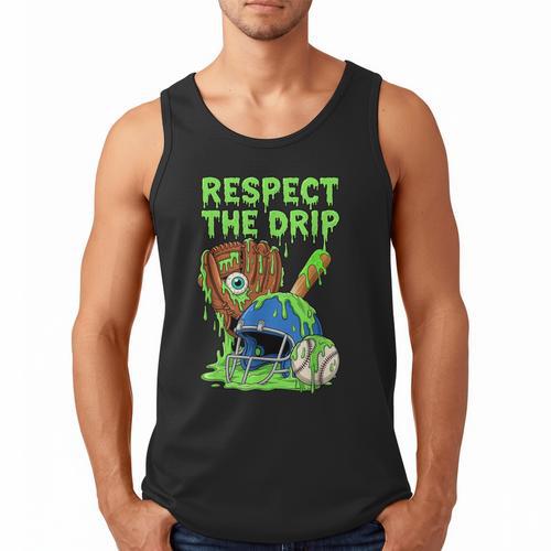 Spooky Zombie Respect The Drip Baseball Halloween Men Tank Top - Sportilla