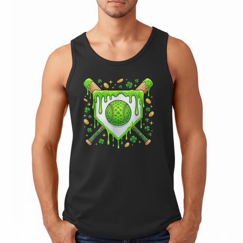 St Patrick Day Baseball Drip Ice Cream Boys Men Men Tank Top - Sportilla