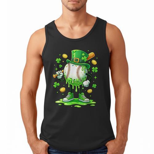 St Patrick Day Baseball Drip Ice Cream Baseball Men Tank Top - Sportilla