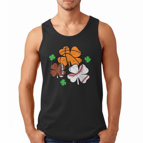 St Patricks Day Shamrock Basketball Baseball Men Boys Kids Men Tank Top - Sportilla