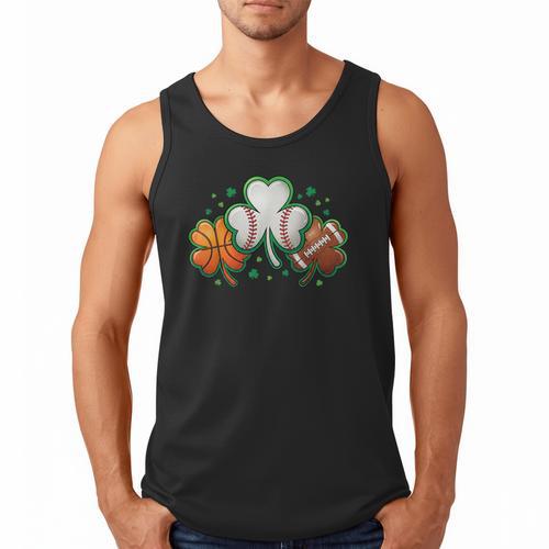 St Patricks Day Shamrock Sports Baseball Basketball Football Men Tank Top - Sportilla
