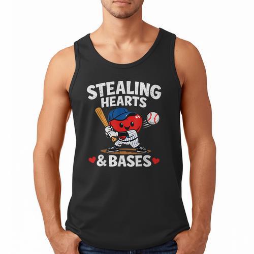 Stealing Hearts & Bases Valentine’s Day Baseball Love Men Tank Top - Sportilla