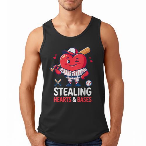 Stealing Hearts And Bases Baseball Player Valentine's Day Men Tank Top - Sportilla