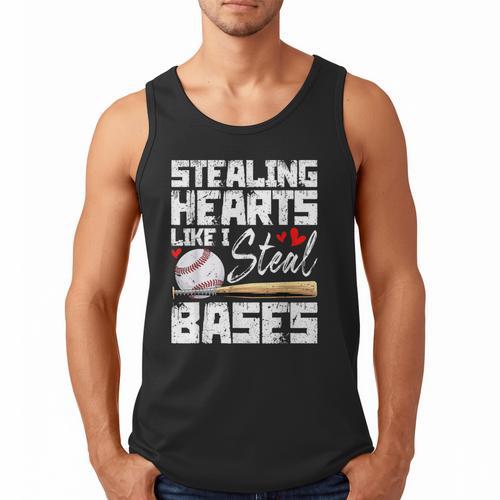 Stealing Hearts Like I Steal Bases Baseball Valentines Men Tank Top - Sportilla