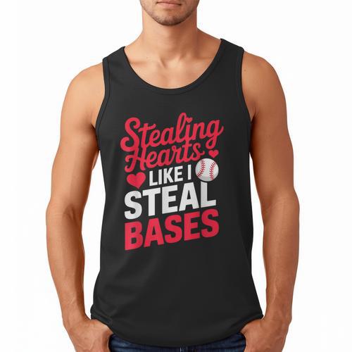 Stealing Hearts Like I Steal Bases Cute Baseball Valentine Men Tank Top - Sportilla