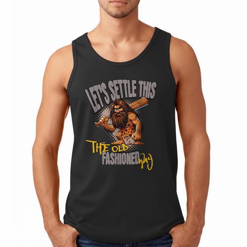 Stoneage Caveman Neolithic History Baseball Dad Father Men Tank Top - Sportilla