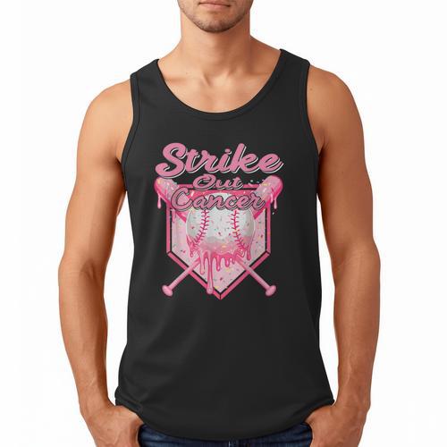Strike Out Breast Cancer Baseball Drip For Boys Youth Men Tank Top - Sportilla