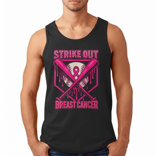Strike Out Breast Cancer Baseball Ice Cream Drip Men Tank Top - Sportilla