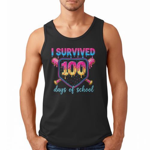 I Survived 100 Days Of School Baseball 100th Day Kids Girls Men Tank Top - Sportilla