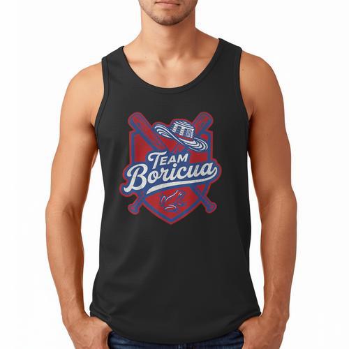 Team Boricua Puerto Rico Baseball Coqui Frog Pava Hat Fan Men Tank Top - Sportilla