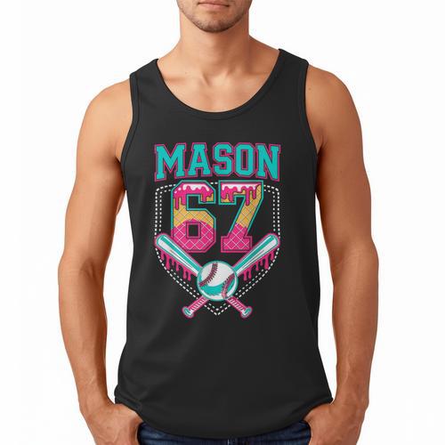 Trendy Mason 67 Mem Ice Cream Drip Baseball Birthday Costume Men Tank Top - Sportilla