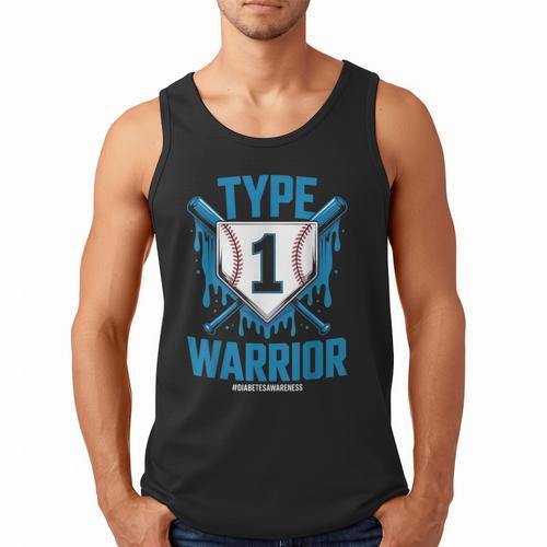 Type 1 Warrior Diabetes Awareness Baseball Enthusiasts Men Tank Top - Sportilla