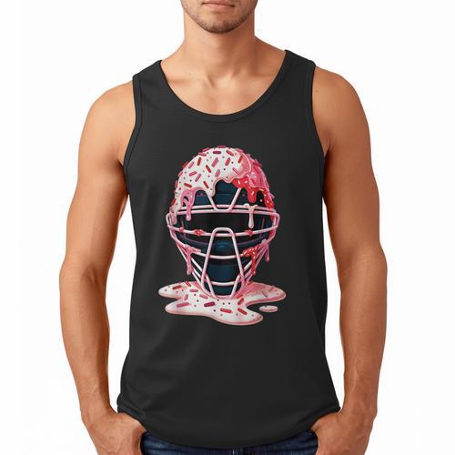 Valentine Baseball Catcher Mask Ice Cream Drip Tee For Boys Men Tank Top - Sportilla