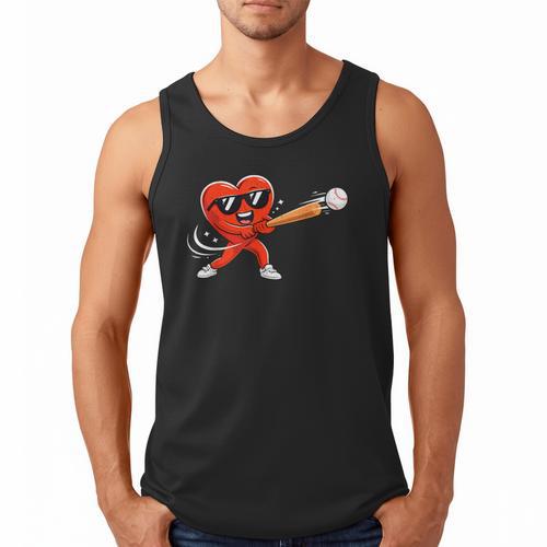 Valentine Baseball Heart Sport Valentines Day Men Boys Kids Men Tank Top - Sportilla