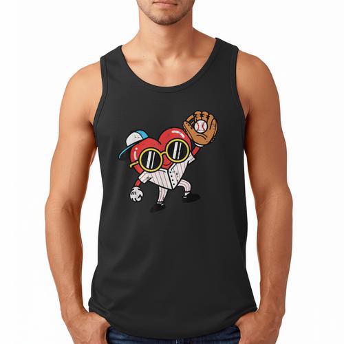 Valentines Day Baseball Heart Gloves Cute Boys Kid Youth Men Men Tank Top - Sportilla