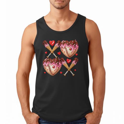 Valentines Day Drip Heart Baseball XOXO Boys Kids Men Sport Men Tank Top - Sportilla