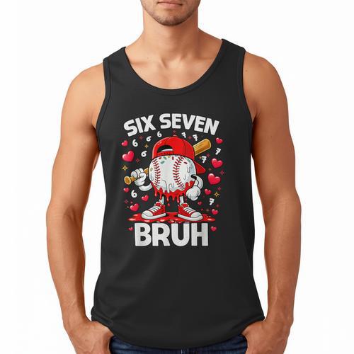 Valentines Day Six Seven Bruh 6 7 Meme Baseball Drip Boys Men Tank Top - Sportilla