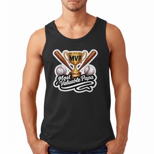 Most Valuable Papa Baseball Dad Coach Player Father's Day Men Tank Top - Sportilla