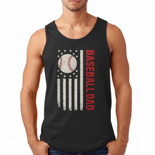 Vintage Baseball DAD American Flag Fathers Day 4th Of July Men Tank Top - Sportilla