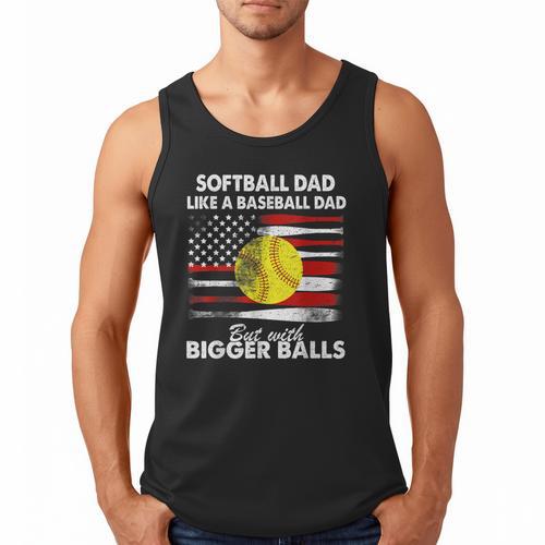 Vintage Softball Dad Like A Baseball Dad US Flag Fathers Day Men Tank Top - Sportilla