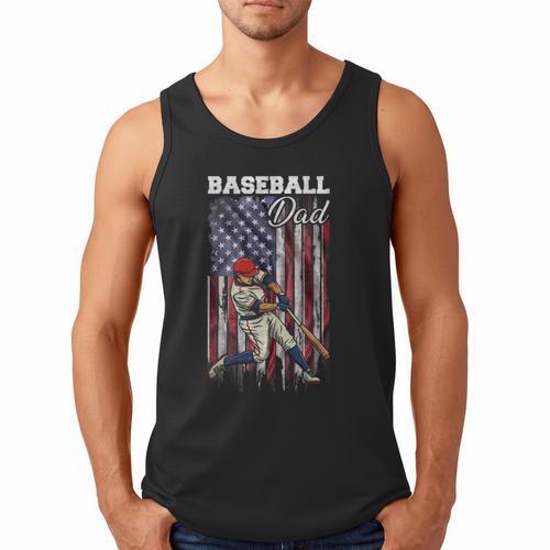 Vintage USA Flag Baseball Player Proud Baseball Dad Men Tank Top - Sportilla