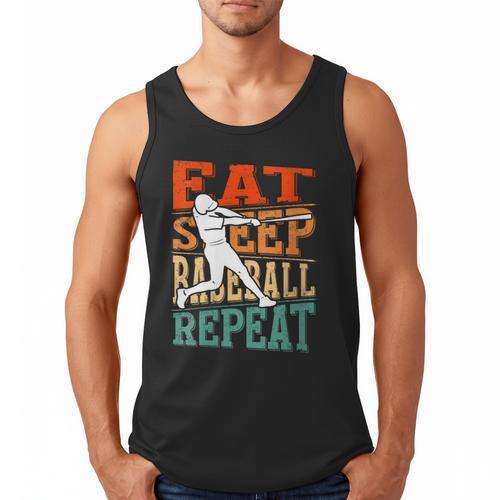 Women's Eat Sleep Baseball Repeat Vintage Player Sport Lover Retro Men Tank Top - Sportilla