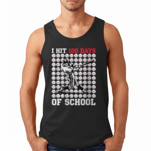 Women's I Hit 100 Days Of School Baseball 100th Day Boys Kids Men Tank Top - Sportilla