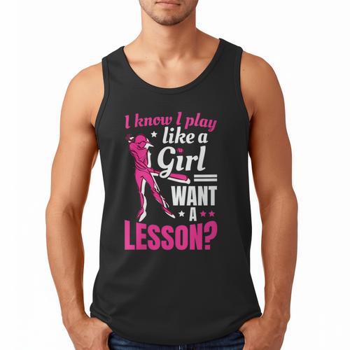 Women's Play Like A Girl Softball Baseball Girls Men Tank Top - Sportilla
